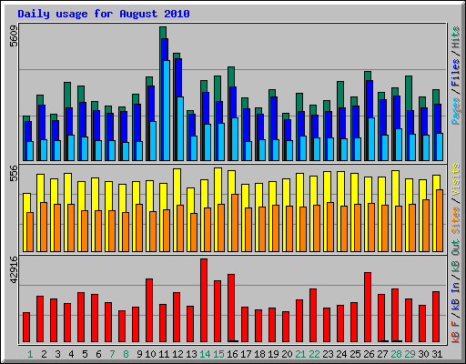 Daily usage for August 2010