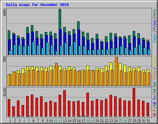 Daily usage for December 2010