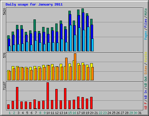 Daily usage for January 2011